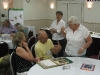 The family gathers in the hospitality room