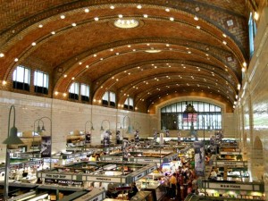 Interior view of the West Side Market building designed by architects Hubbell & Benes